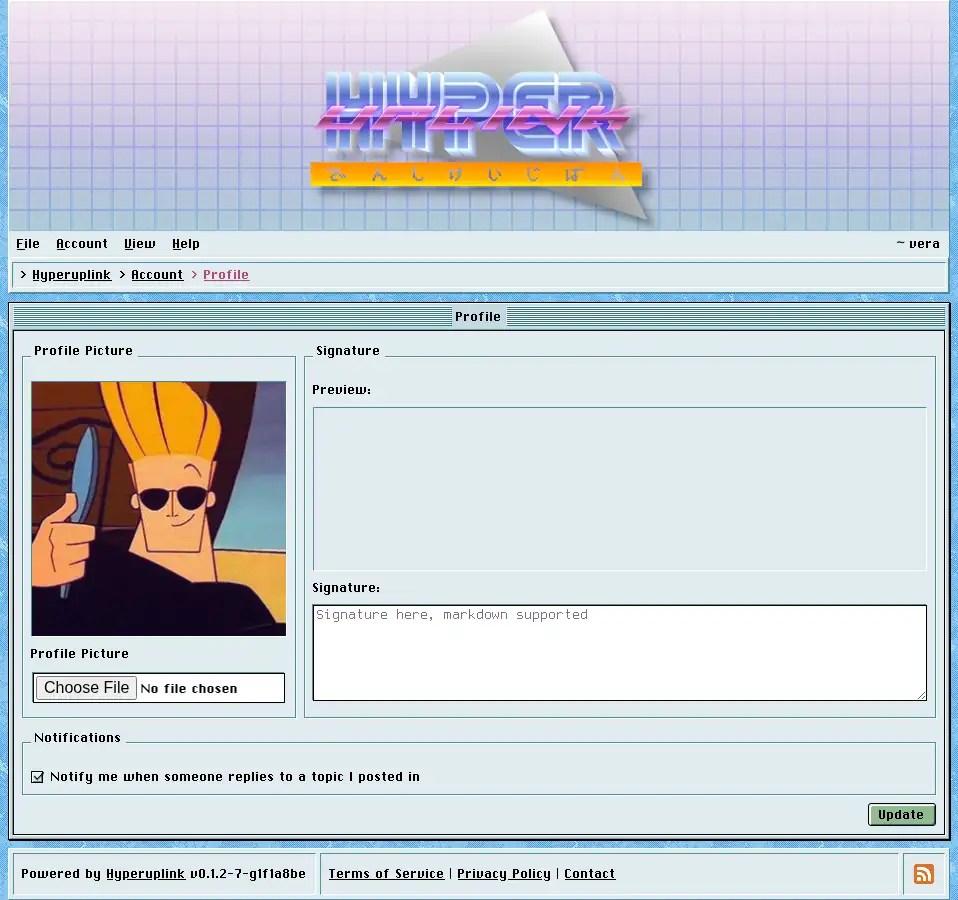 The profile page