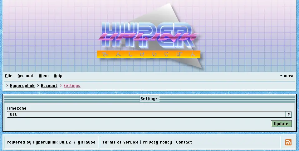 The settings page