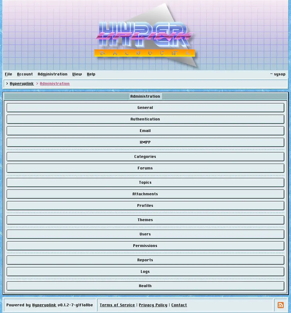 The administration page