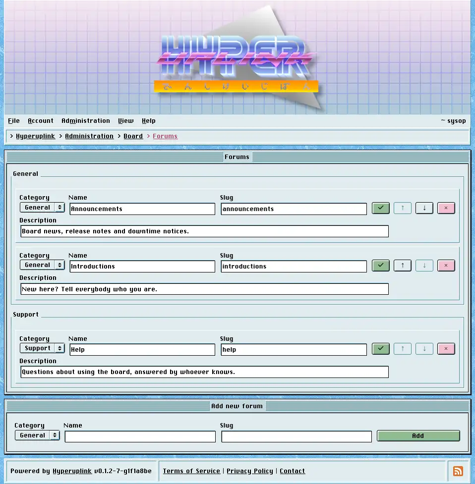 The forums page