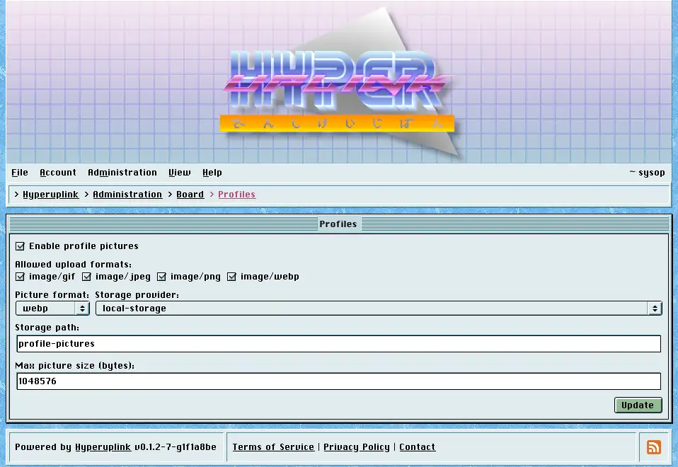 The profiles page