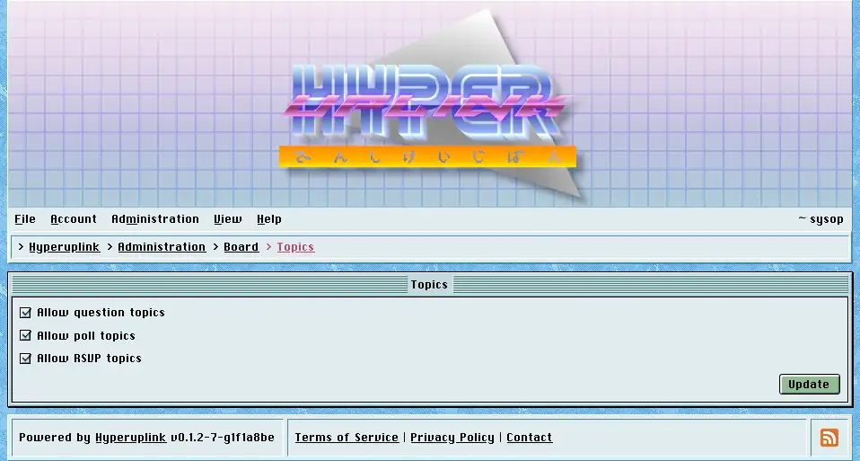 The topics page