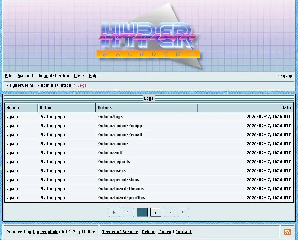 The logs page