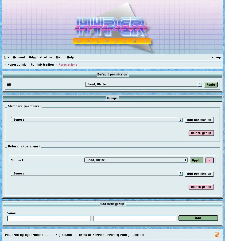The permissions page