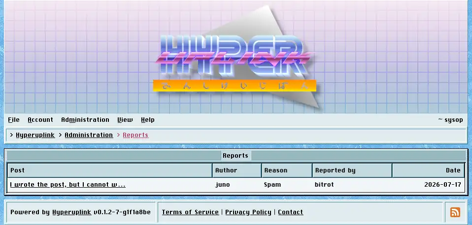 The reports page