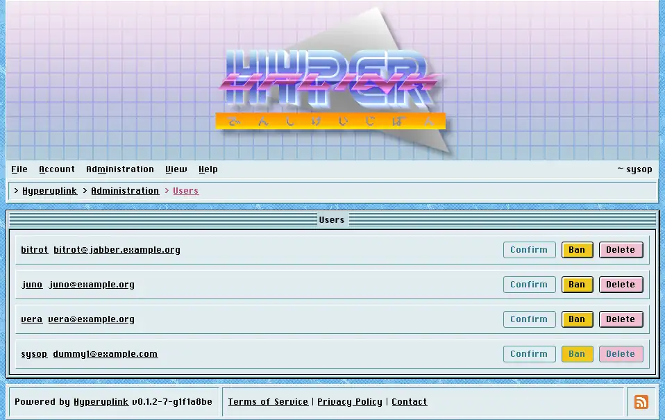 The users page