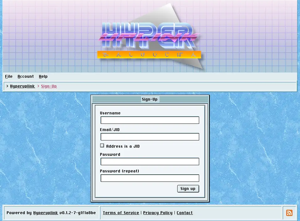 The sign-up form